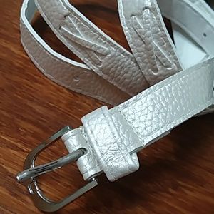 Shanghai White Skinny Belt